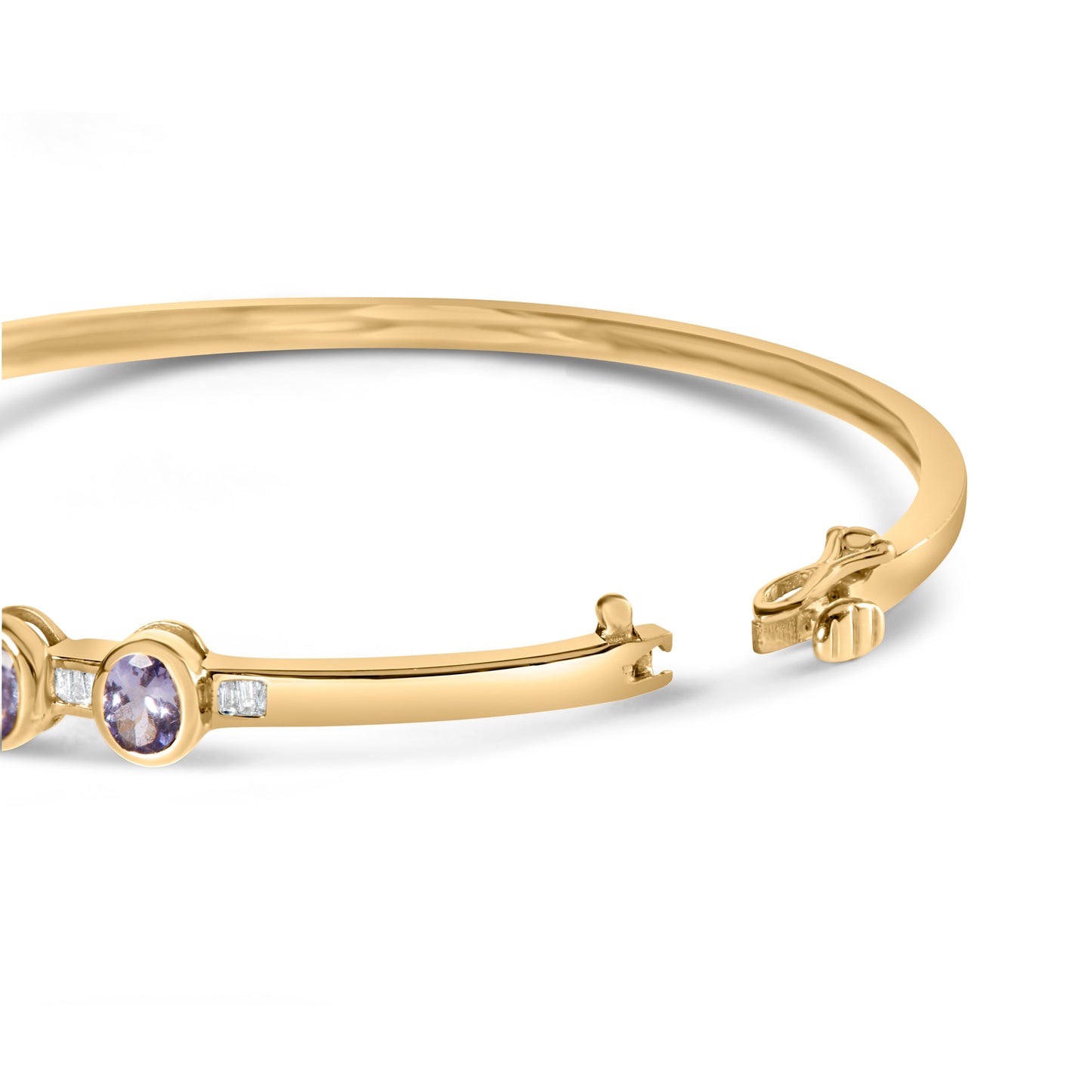 Pulsera de Bangle de Tanzanita y Diamante en Oro Amarillo de 14K