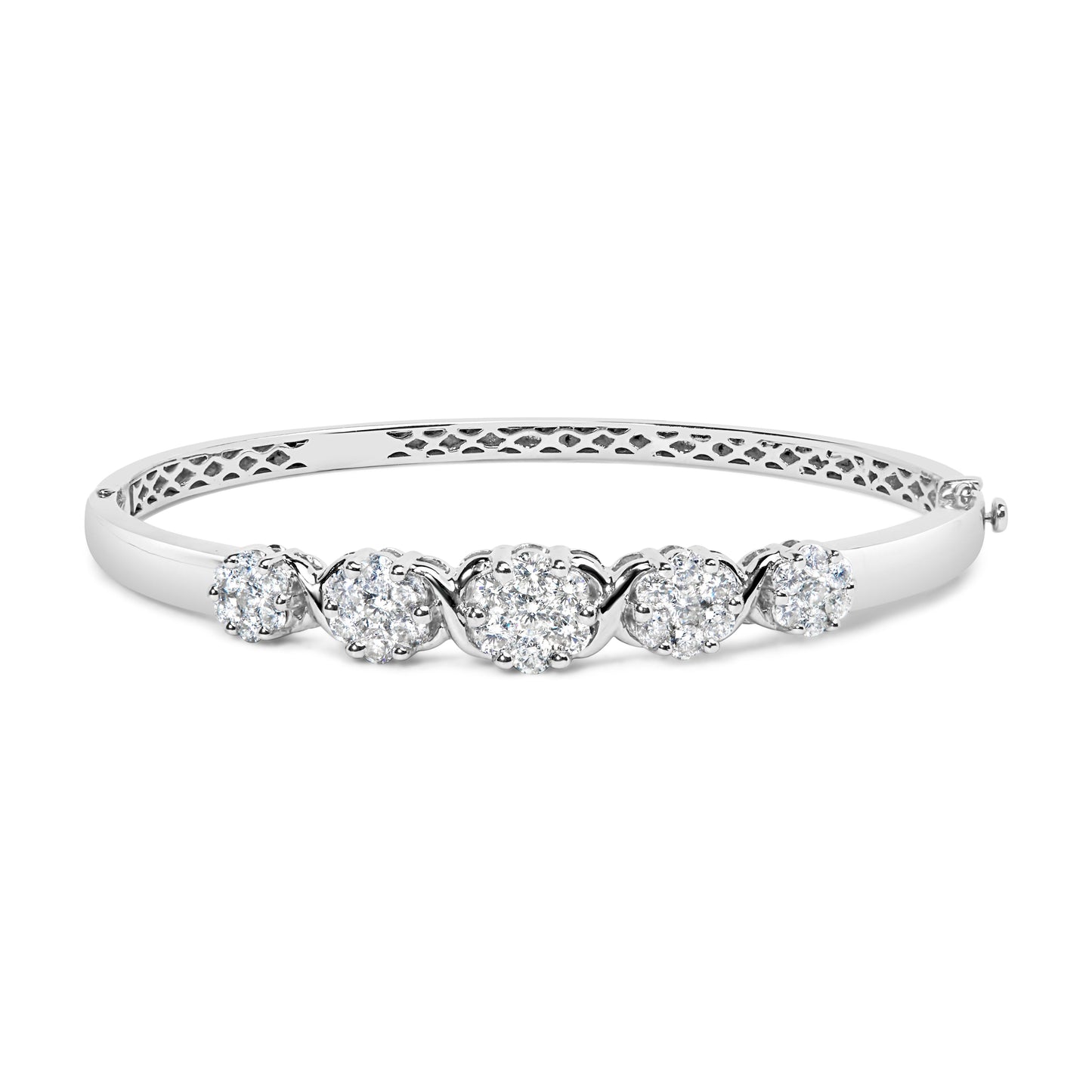 Brazalete de Bangle Floral de Diamantes en Oro Blanco de 14K - 2 1/2 Cttw