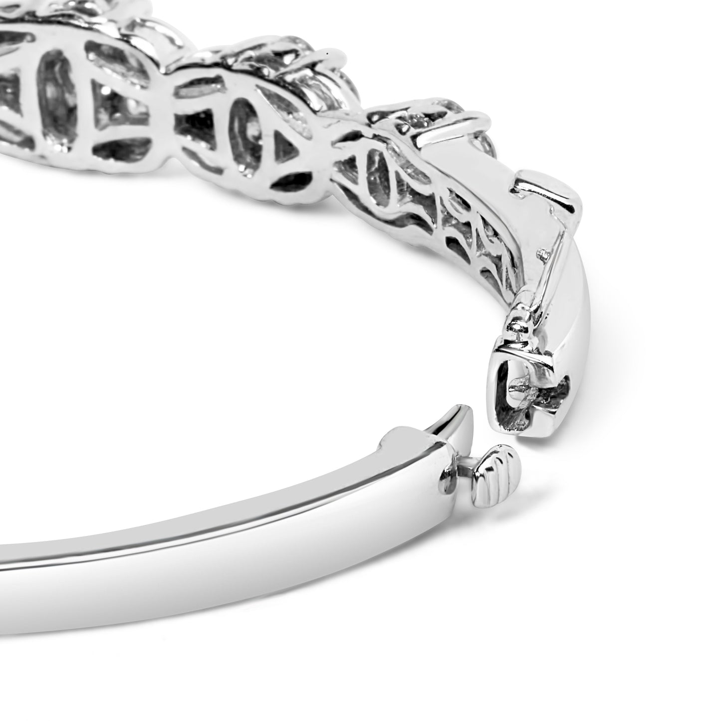 Brazalete de Bangle Floral de Diamantes en Oro Blanco de 14K - 2 1/2 Cttw