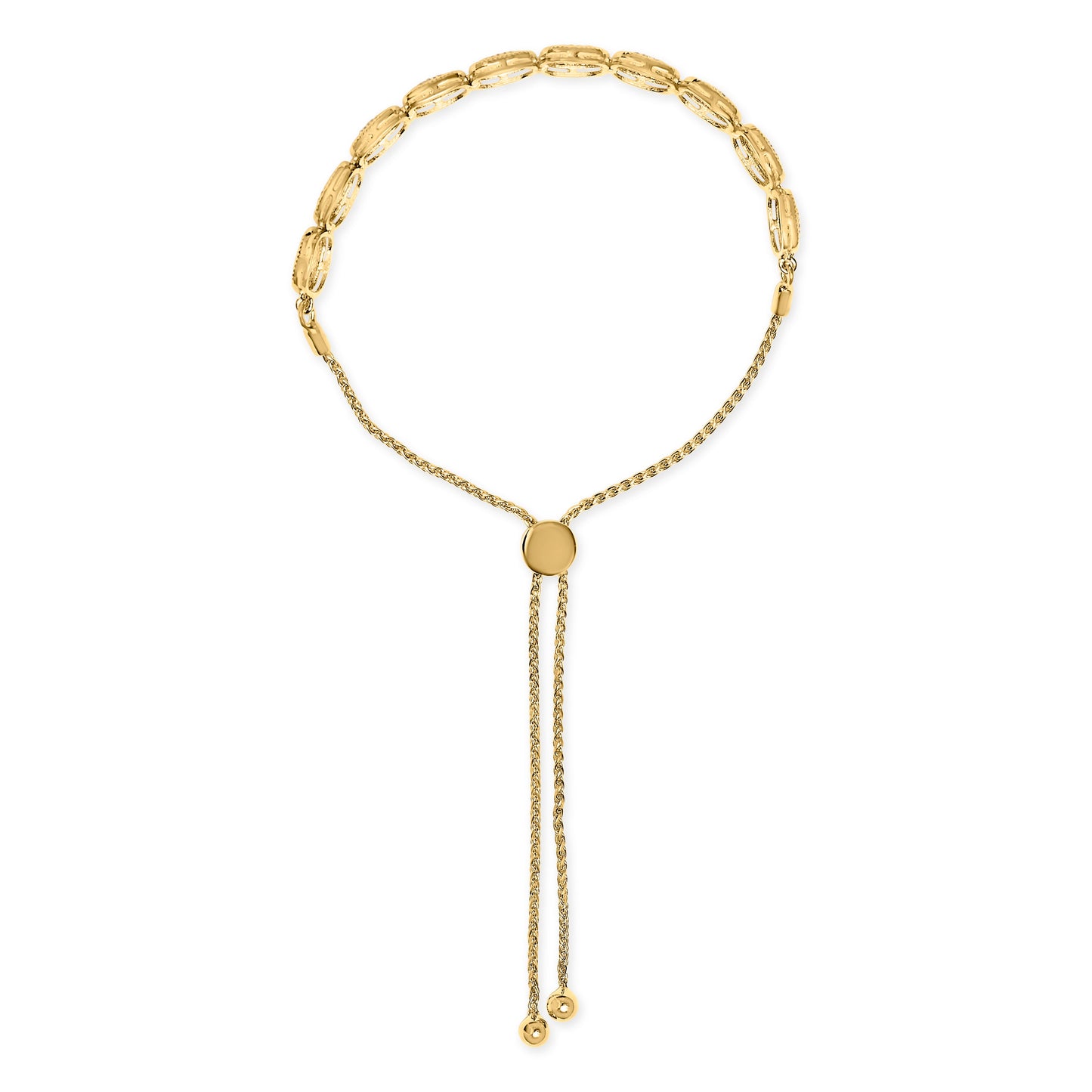 Bracelet Bolo Ajustable en Argent Sterling Plaqué Or Jaune 14k avec Diamants