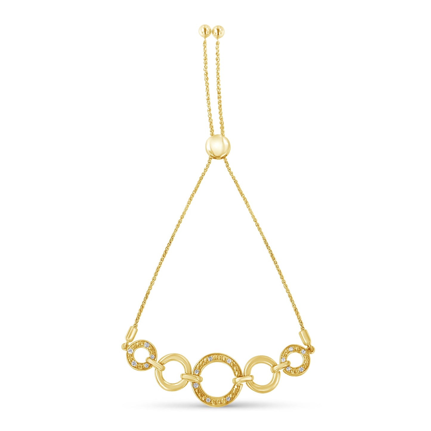 Pulsera Bolo Acentuada con Diamantes en Plata de Ley Baño de Oro de 10K