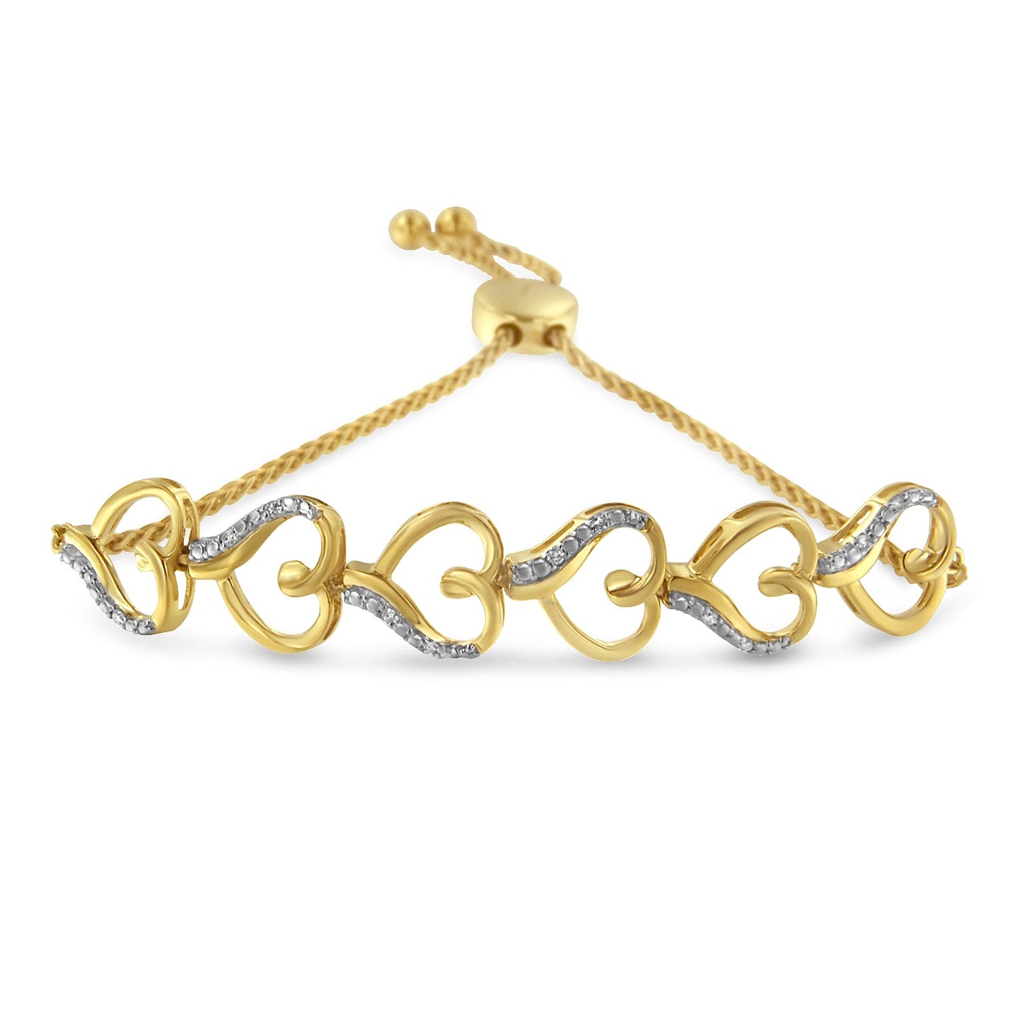 Pulsera Bolo Acentuada con Diamantes en Oro Amarillo de 10K y Plata Esterlina