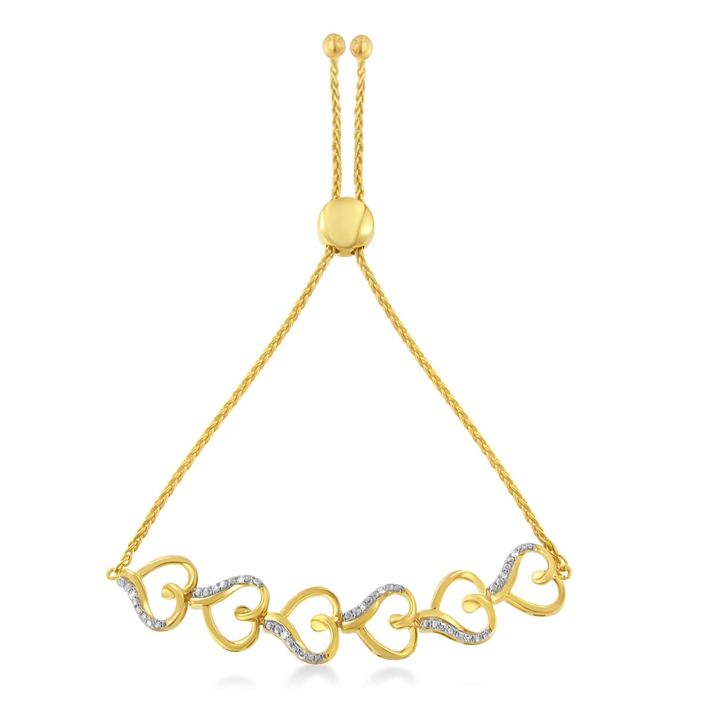 Pulsera Bolo Acentuada con Diamantes en Oro Amarillo de 10K y Plata Esterlina