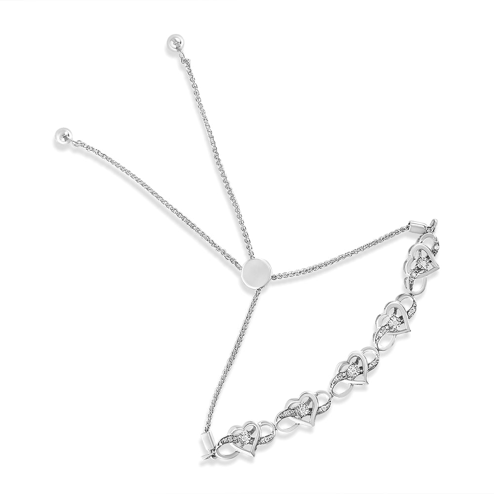 Bracelet Bolo Ajustable en Argent Sterling .925 avec Accents en Diamant
