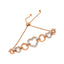 10K Rose Gold over Sterling Silver Diamond Heart Link Adjustable Bracelet