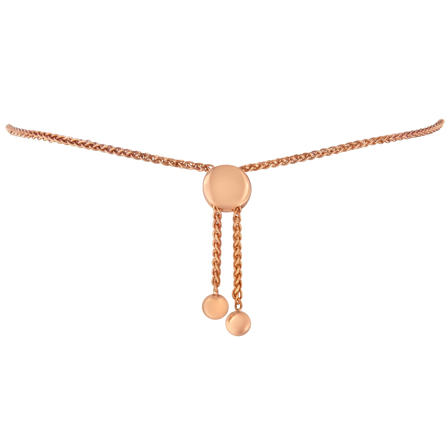 Bracelet Bolo en Argent Sterling Plaqué Or Rose 14K avec Accent de Diamant