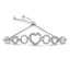 Pulsera Bolo Ajustable de Enlace Corazón de Plata Esterlina .925 con Diamantes
