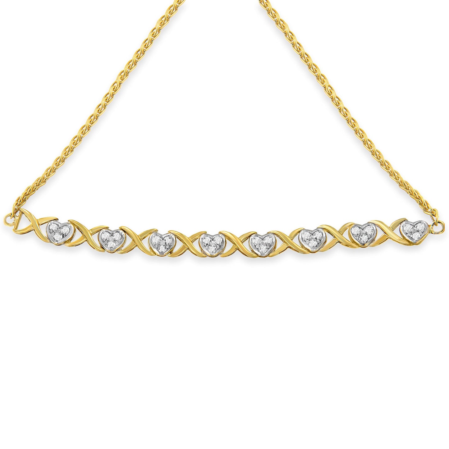 10K Yellow Gold over Sterling Silver Adjustable Bolo Bracelet with Diamonds