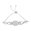 Pulsera Bolo de Corazón de Diamante de Plata Esterlina .925