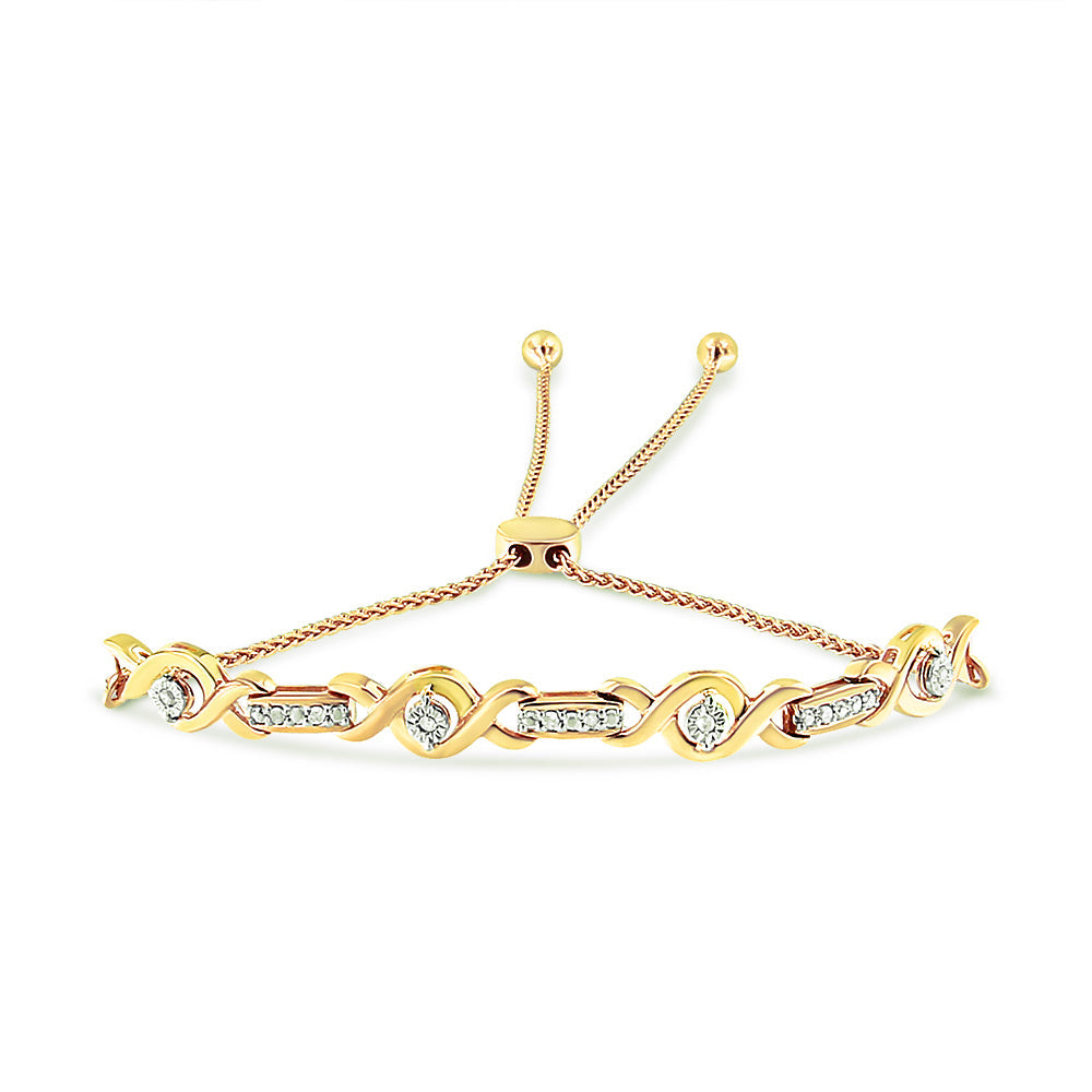 Bracelet Bolo Ajustable en Argent Sterling Plaqué Or 14K