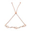 Pulsera Bolo Ajustable de Plata Esterlina Baño de Oro Rosa de 14K con Diamantes