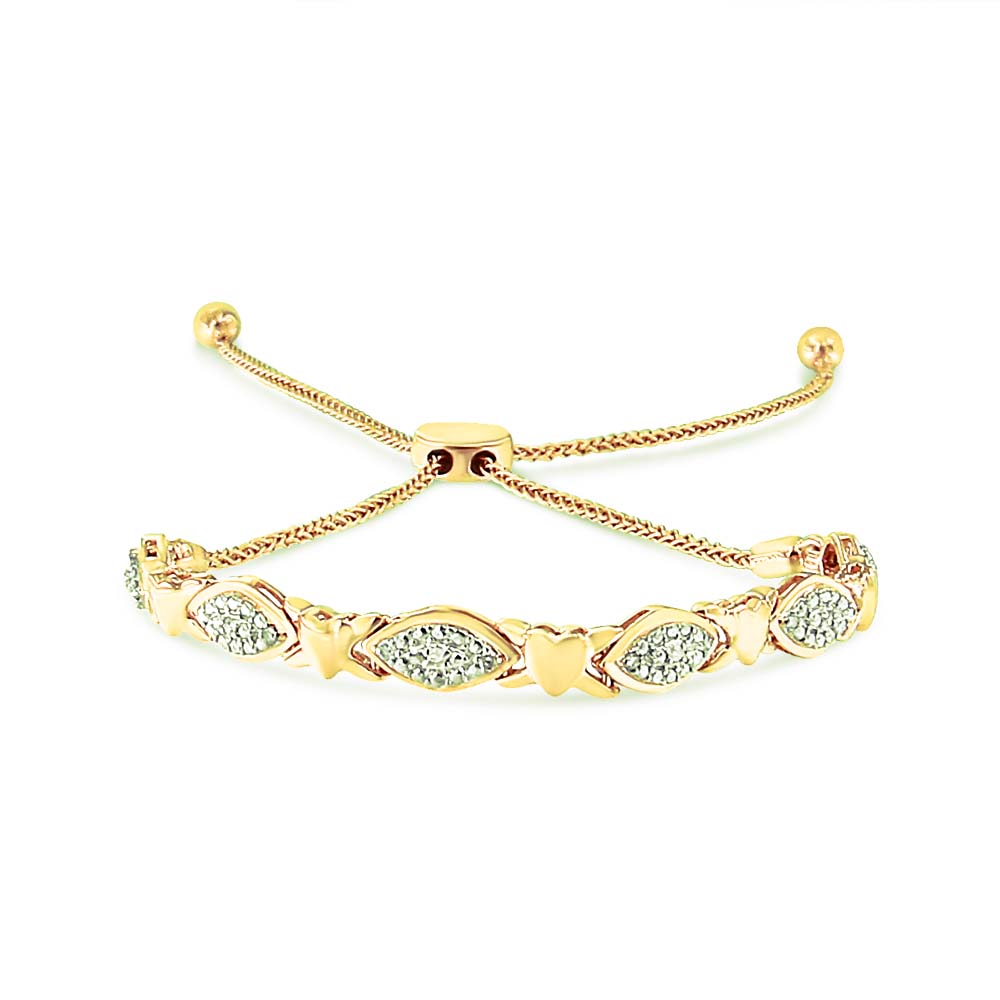 Bracelet Bolo en Argent Sterling Plaqué Or Jaune 14K avec Accent de Diamant