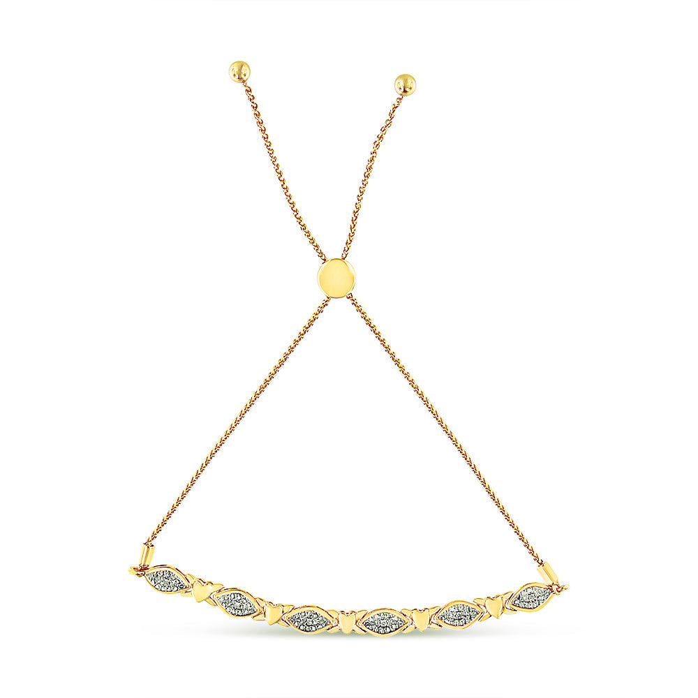 Bracelet Bolo en Argent Sterling Plaqué Or Jaune 14K avec Accent de Diamant