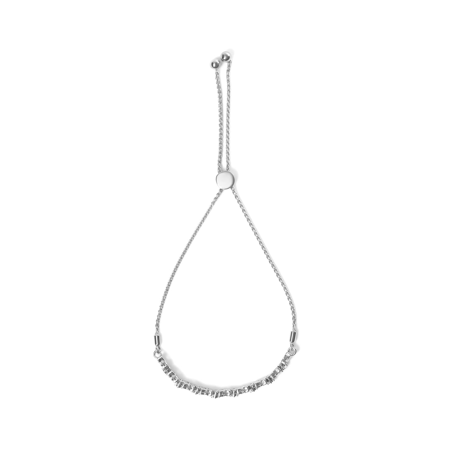 Pulsera Bolo Ajustable de Plata Esterlina .925 con Diamantes