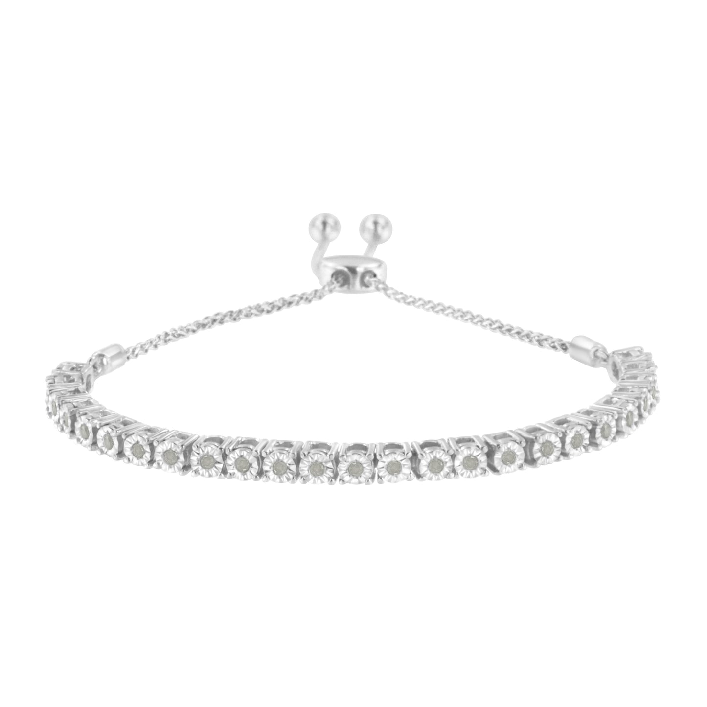 Pulsera de tenis ajustable de oro amarillo de 10K sobre plata esterlina