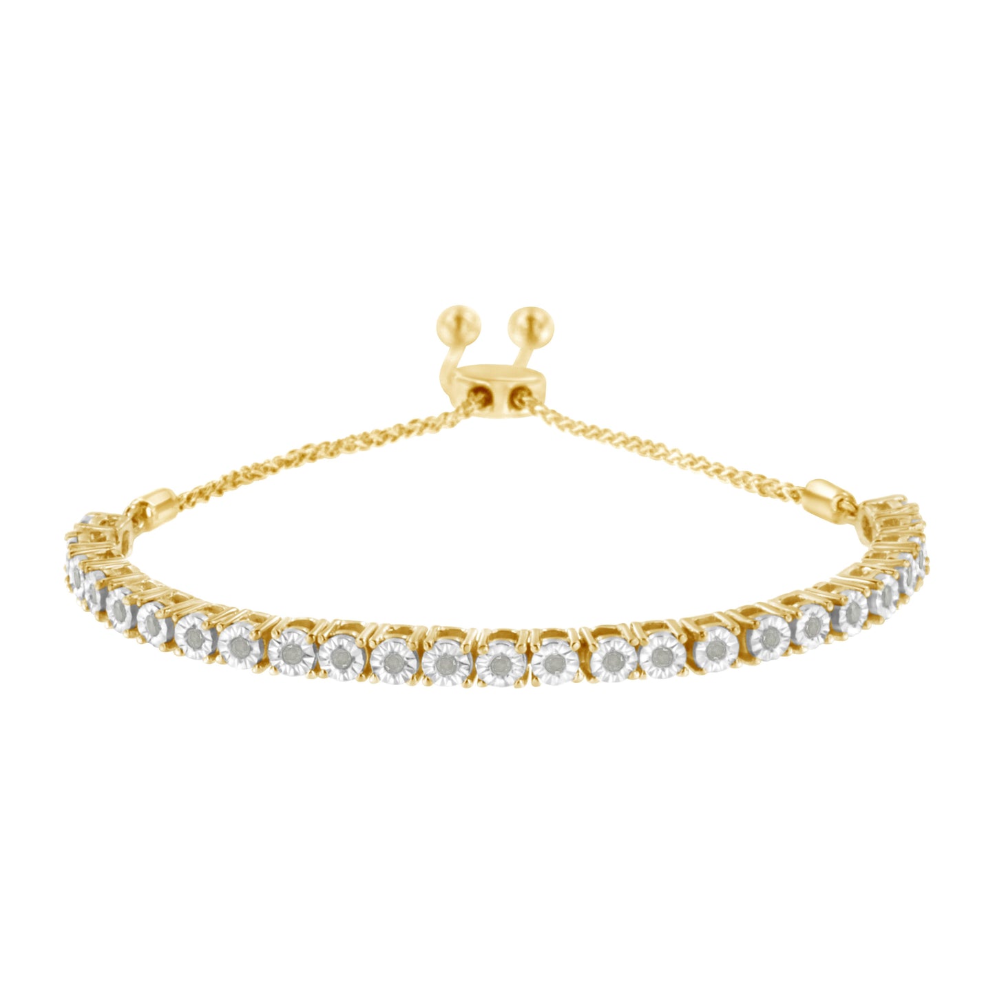 Pulsera de tenis ajustable de oro amarillo de 10K sobre plata esterlina
