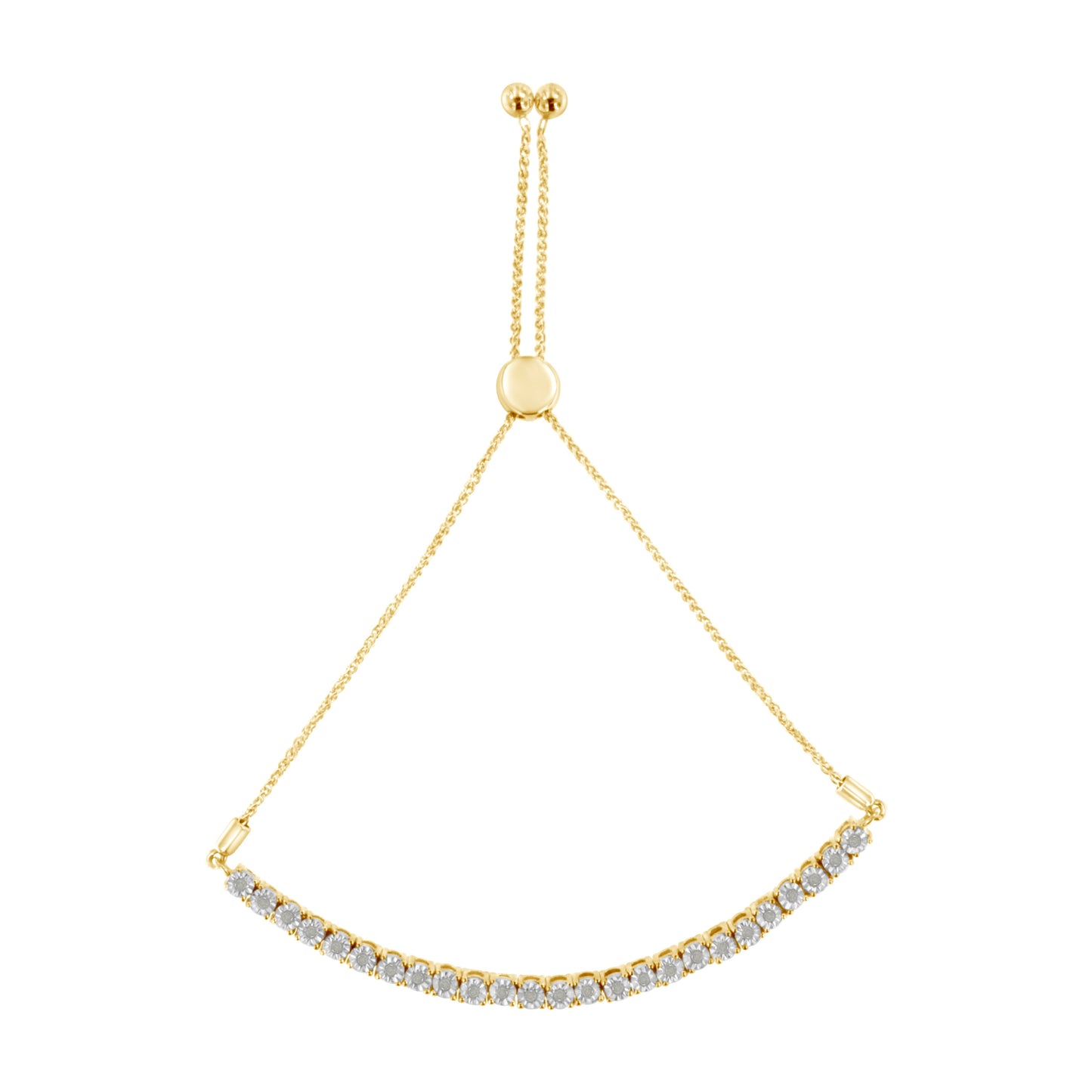 Pulsera de tenis ajustable de oro amarillo de 10K sobre plata esterlina