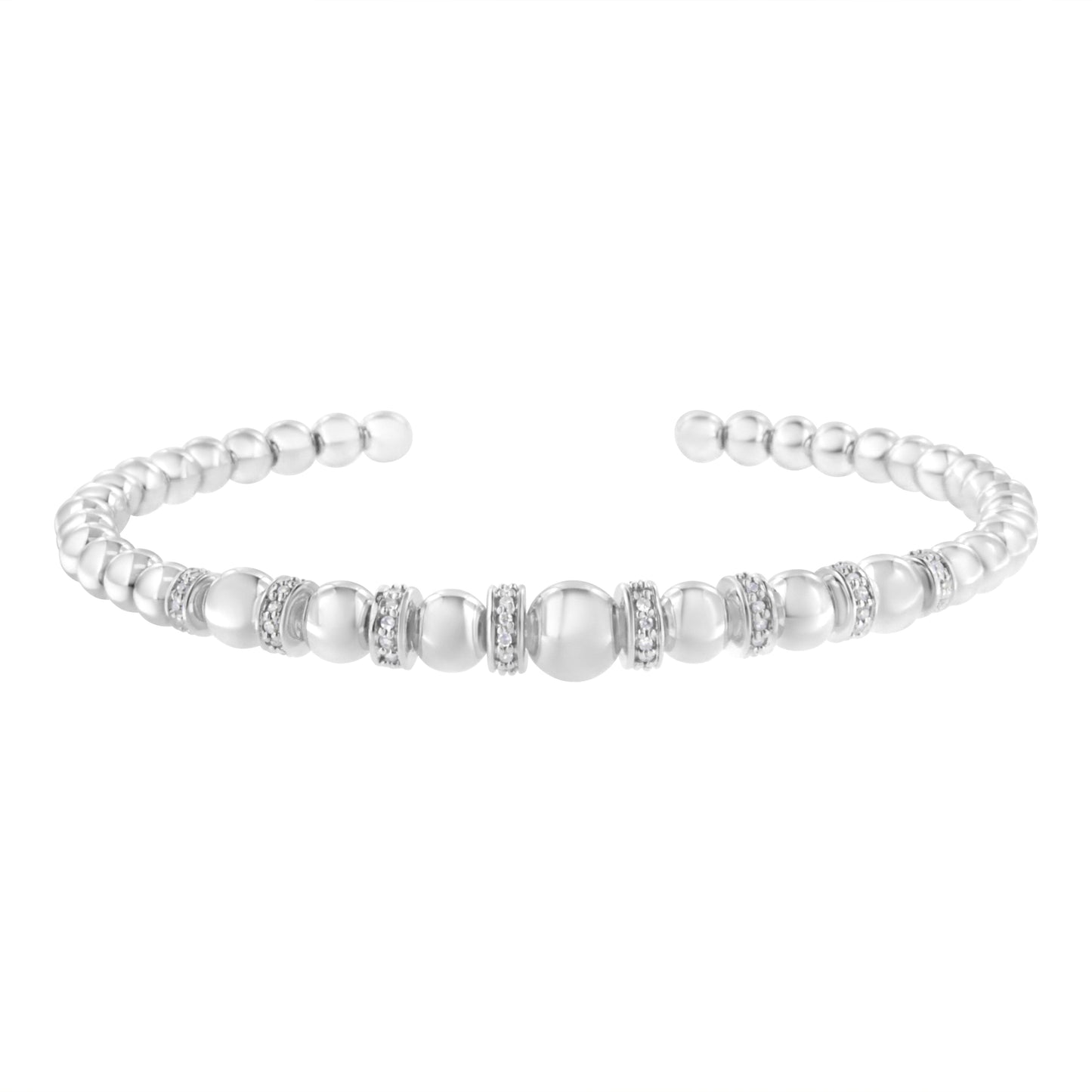 Pulsera de Brazalete Cuff de Diamante de Plata Esterlina .925