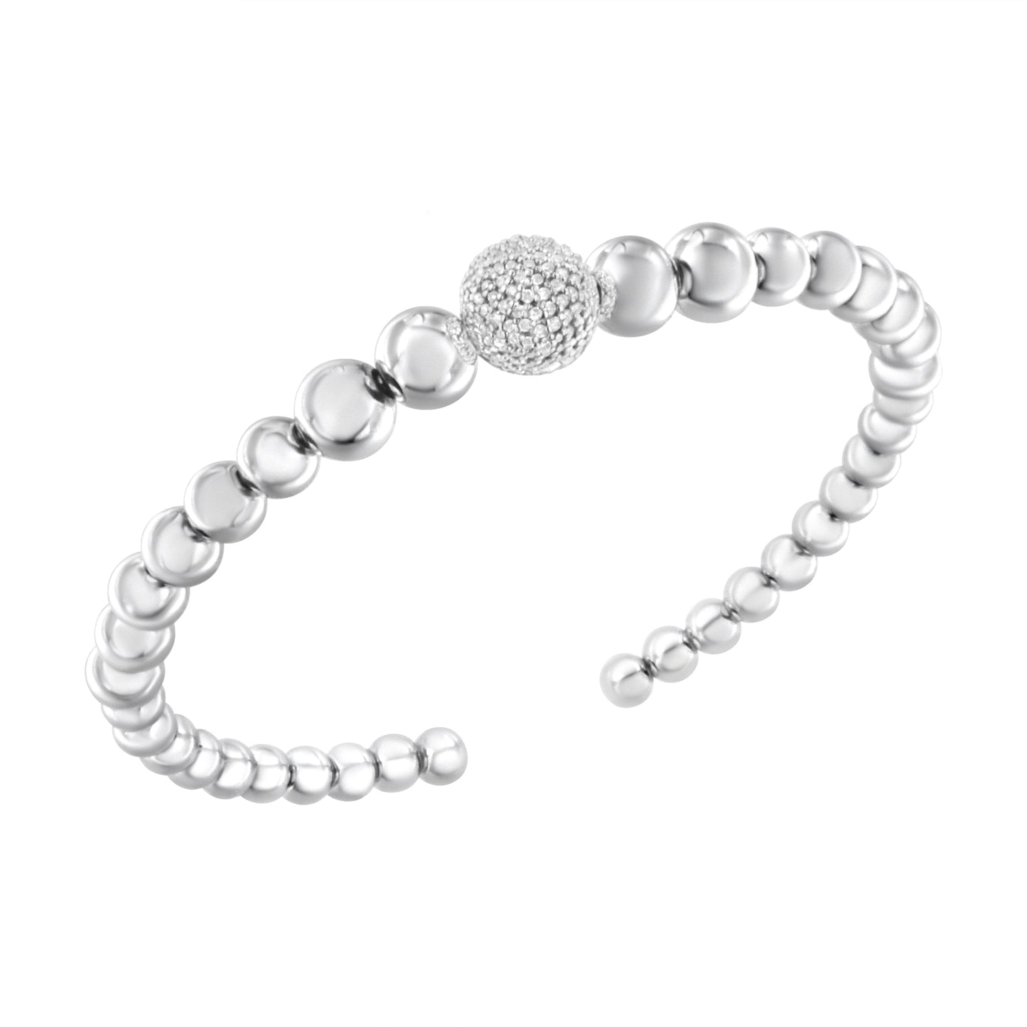 Pulsera de brazalete de diamante rondelle de plata esterlina .925