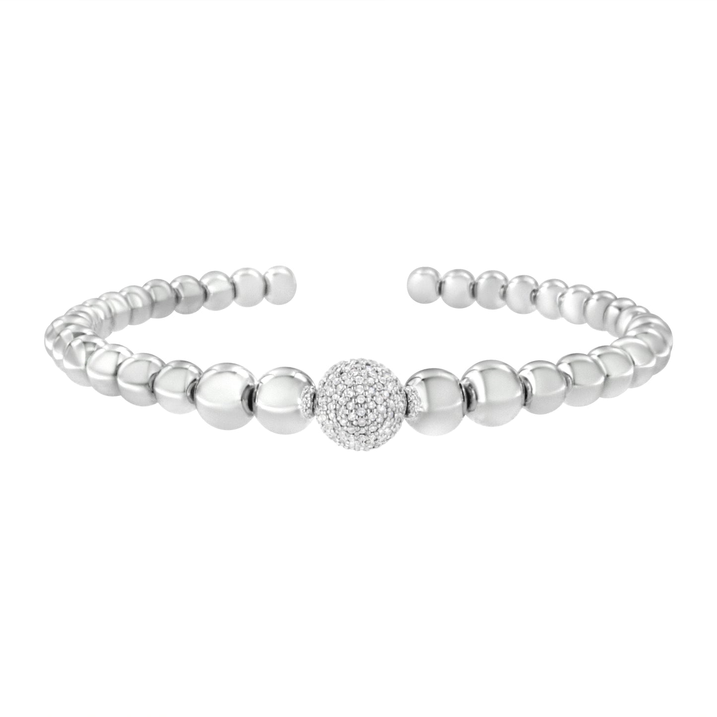 Pulsera de brazalete de diamante rondelle de plata esterlina .925