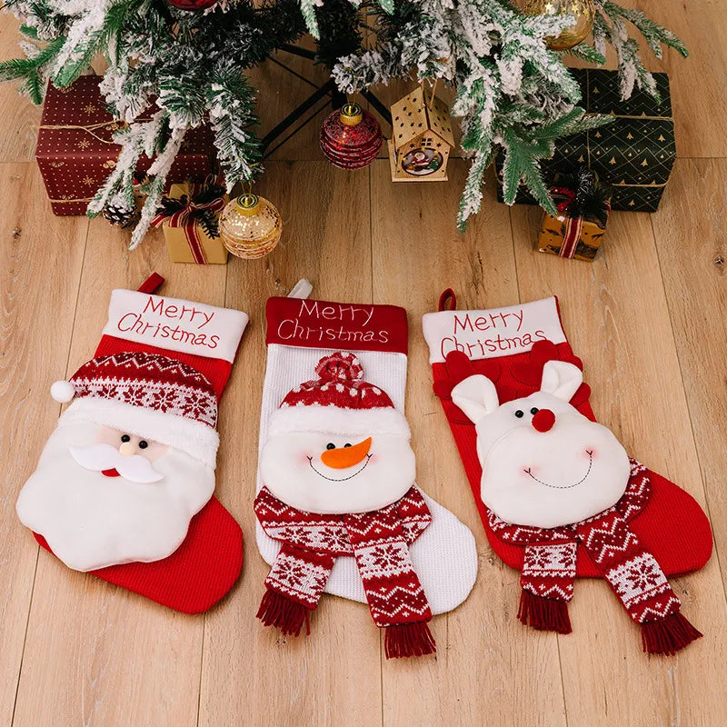 Chaussettes de Noël décoratives en tricot 3D avec élan