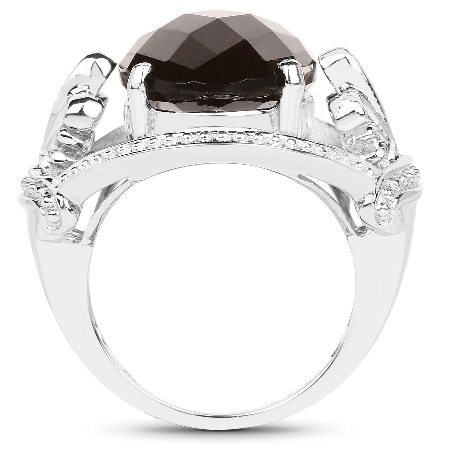 10.50 Carat Smoky Quartz Sterling Silver Engagement Ring
