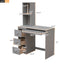 Cama loft tamaño twin con escalera de almacenamiento y escritorio - Gris