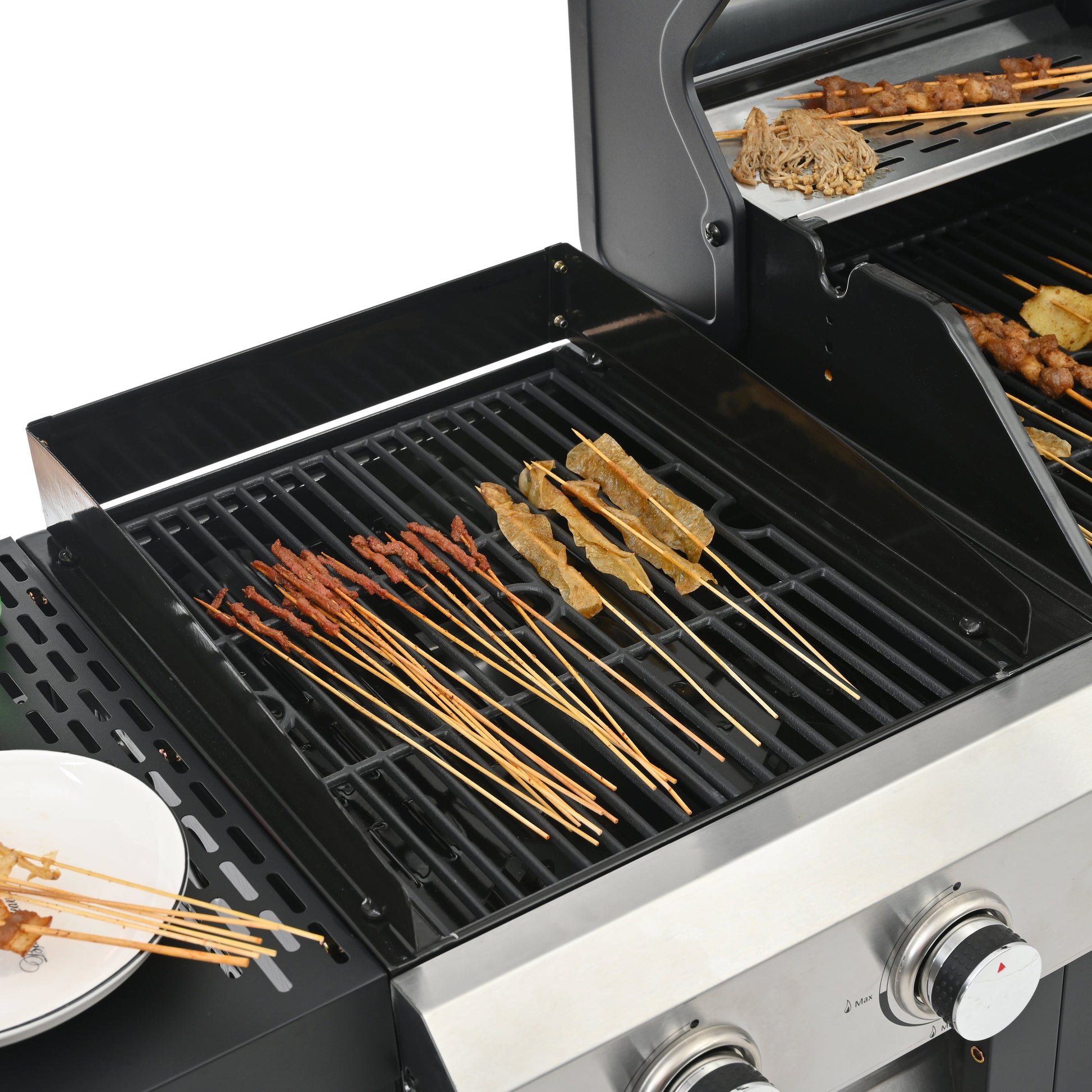 2+2 multifunctional gas barbecue grill and covered grill combination for outdoor cooking - barbecue, barbecue, pizza. - Korvel