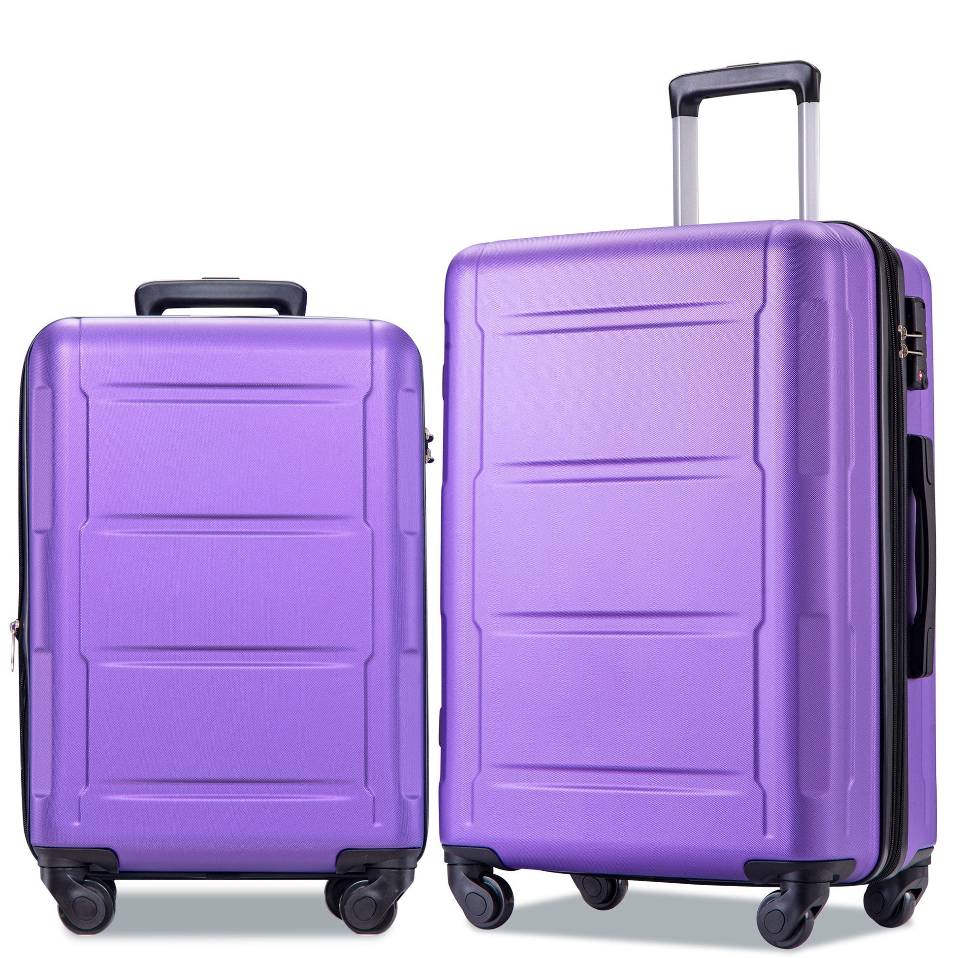 Expanable Spinner Wheel 2 Piece Luggage Set ABS Lightweight Suitcase with TSA Lock 20inch+24inch Purple + Plastic - Korvel