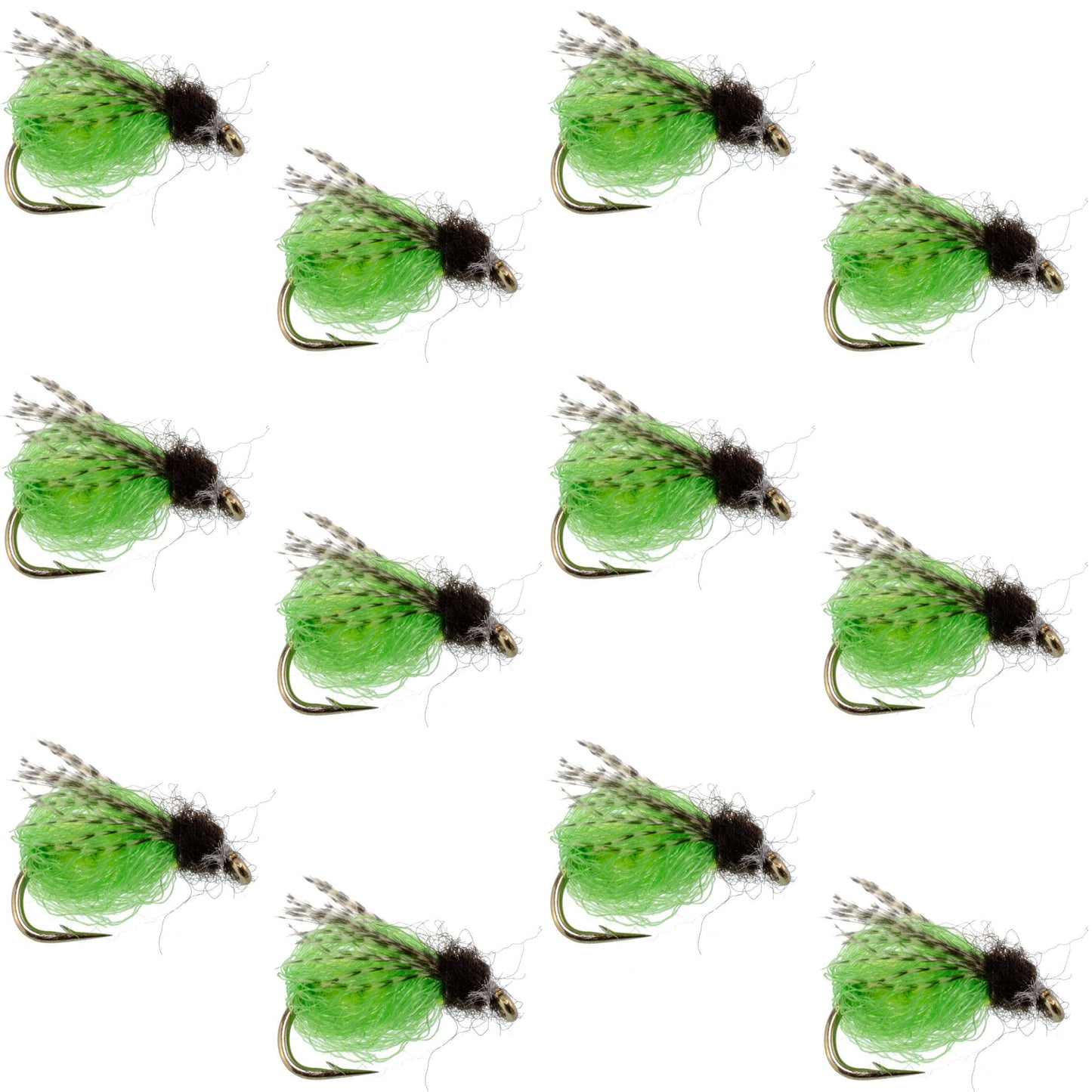 LaFontaine Pupa de Caddis Brillante Verde Profundo - 1 Docena de Moscas, Tamaño 18