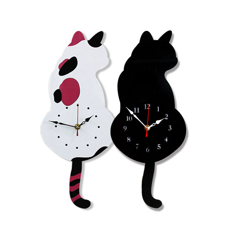Creative Cartoon Cat Wall Clock for Home Decor