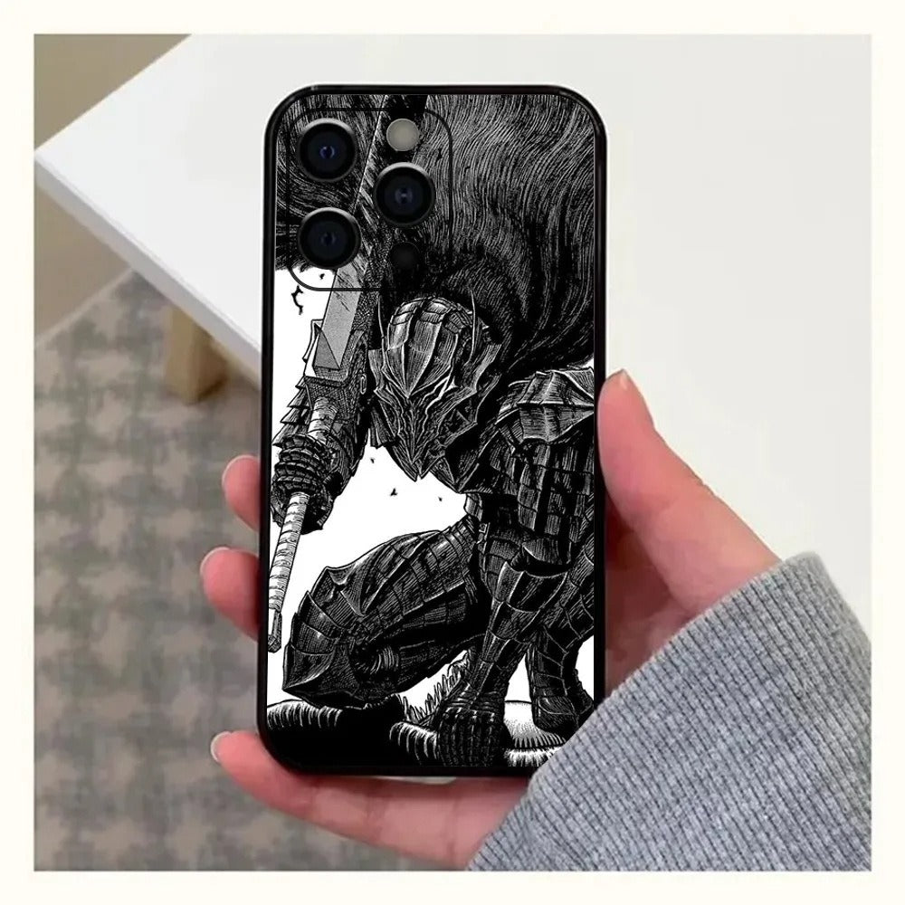 GutsrkiPhone Coque Anime pour iPhone 15 et SE Noir