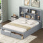 Elegant Queen Size Platform Bed with Storage Headboard, Gray
