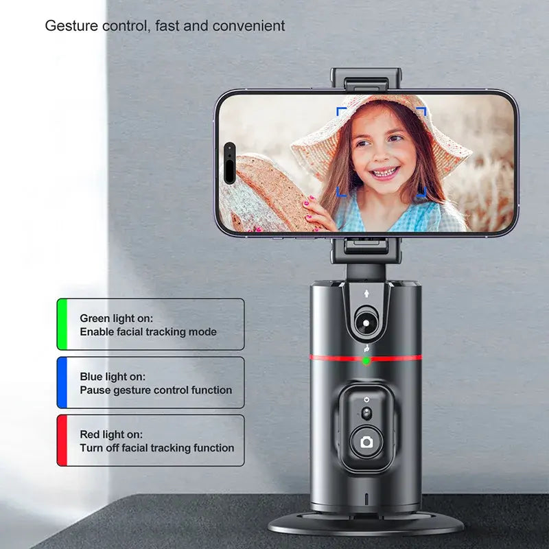 P02 Auto Face Tracking Stand 360 Rotation Phone Holder Desktop Tracking Gimbal Stabilizer Tripod for Live Vlogging Video - Korvel