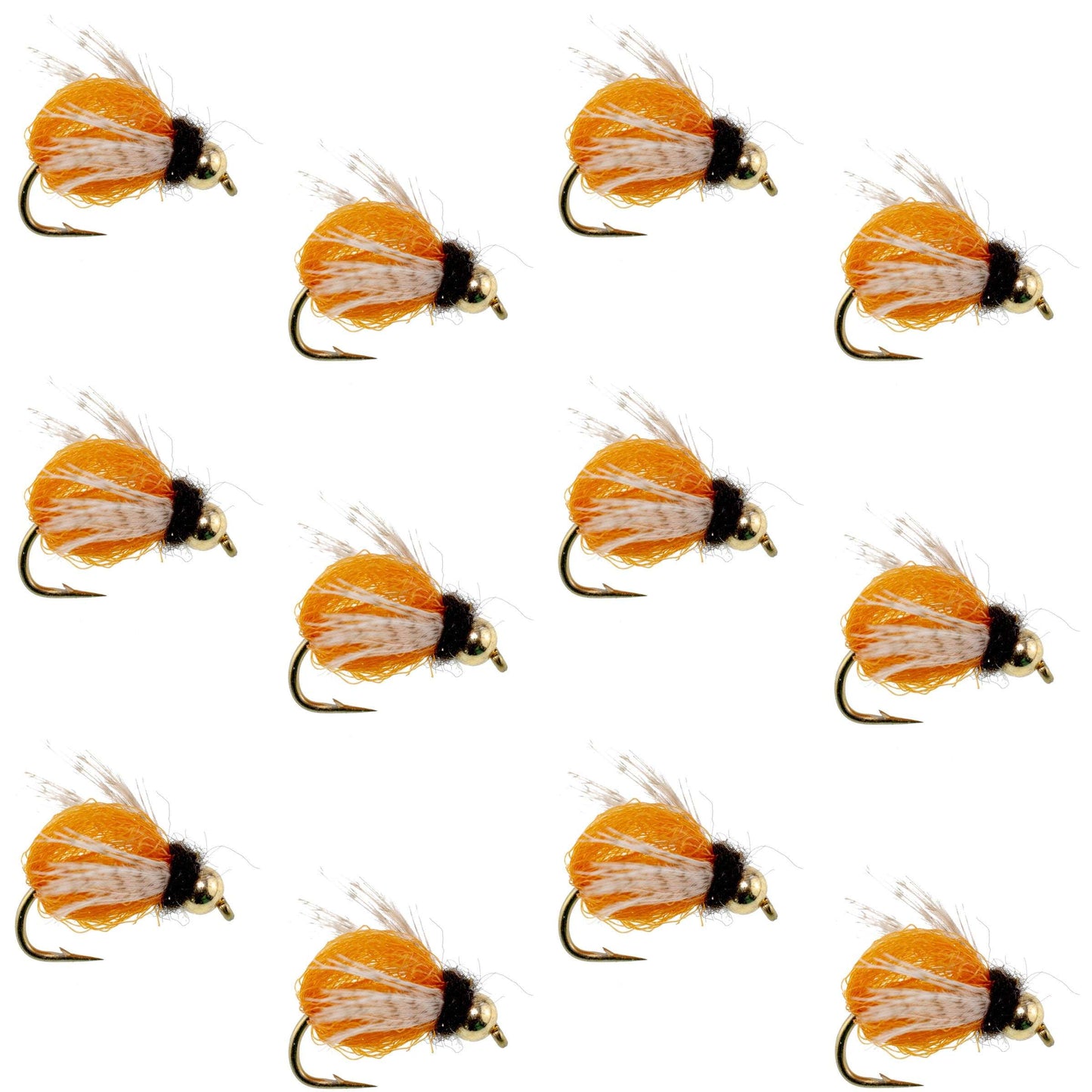 Pupa de Caddis LaFontaine Amber Deep Sparkle avec Tête en Perle - 1 Douzaine de Mouches Taille 16