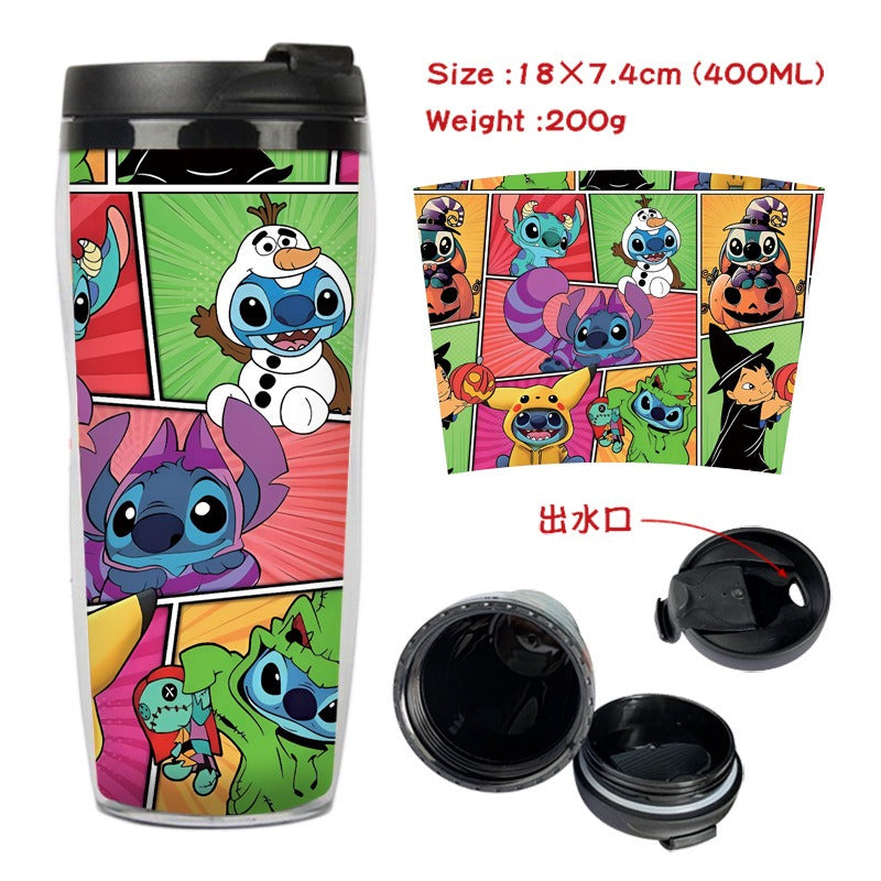 Stitch Stitch animation peripheral double-layer insulated plastic cup two-dimensional cartoon tea cup cold water kettle water cup - Korvel