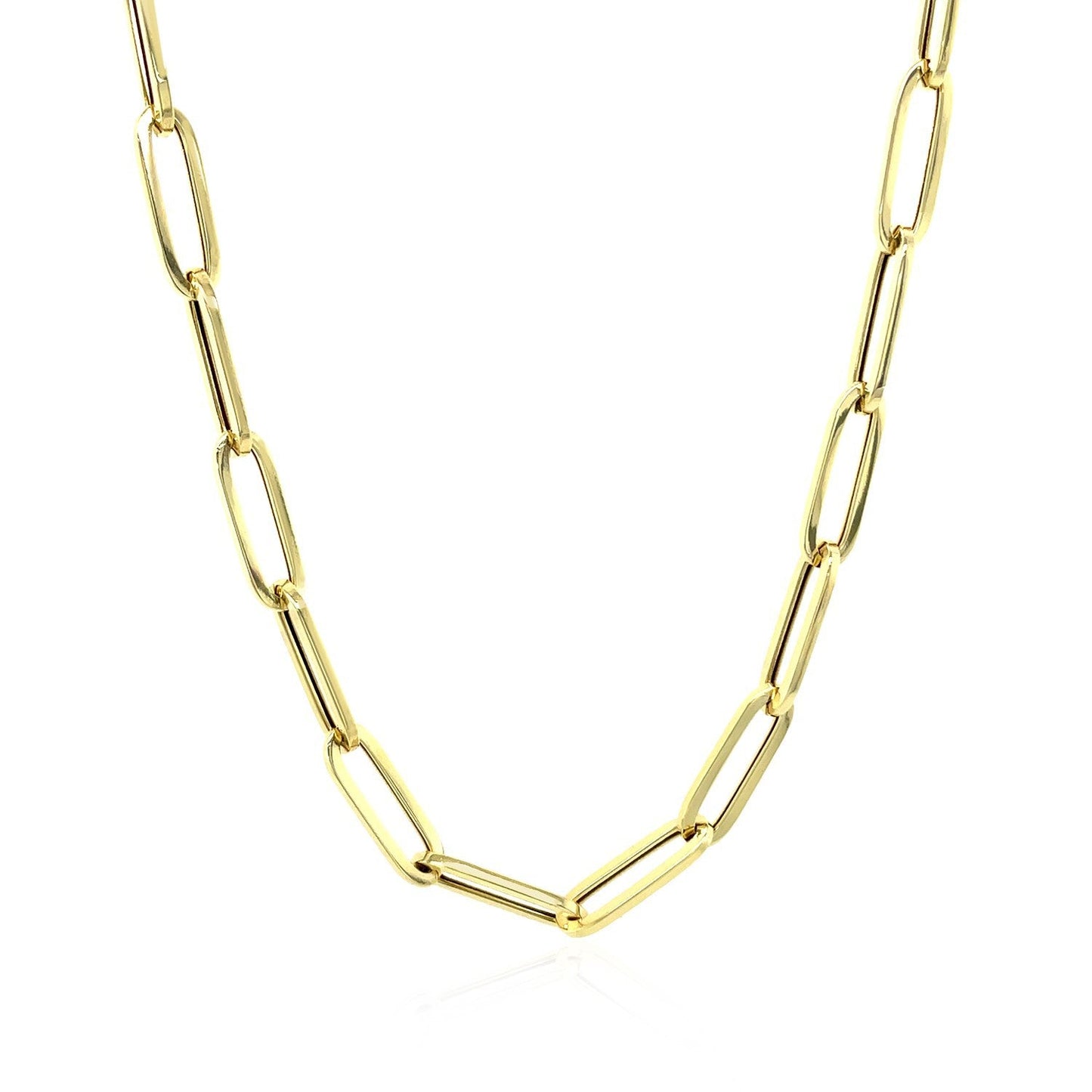 Collar de cadena de papel clip audaz de oro amarillo de 14 quilates