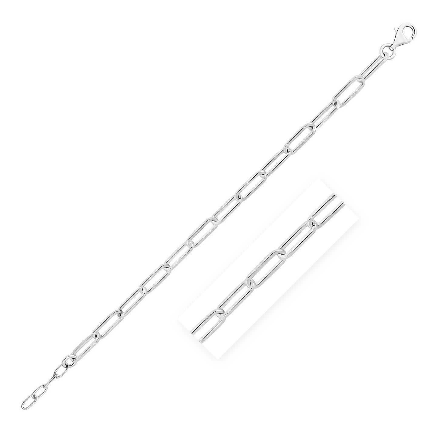 Pulsera de Cadena de Papel Ancha de Plata Esterlina