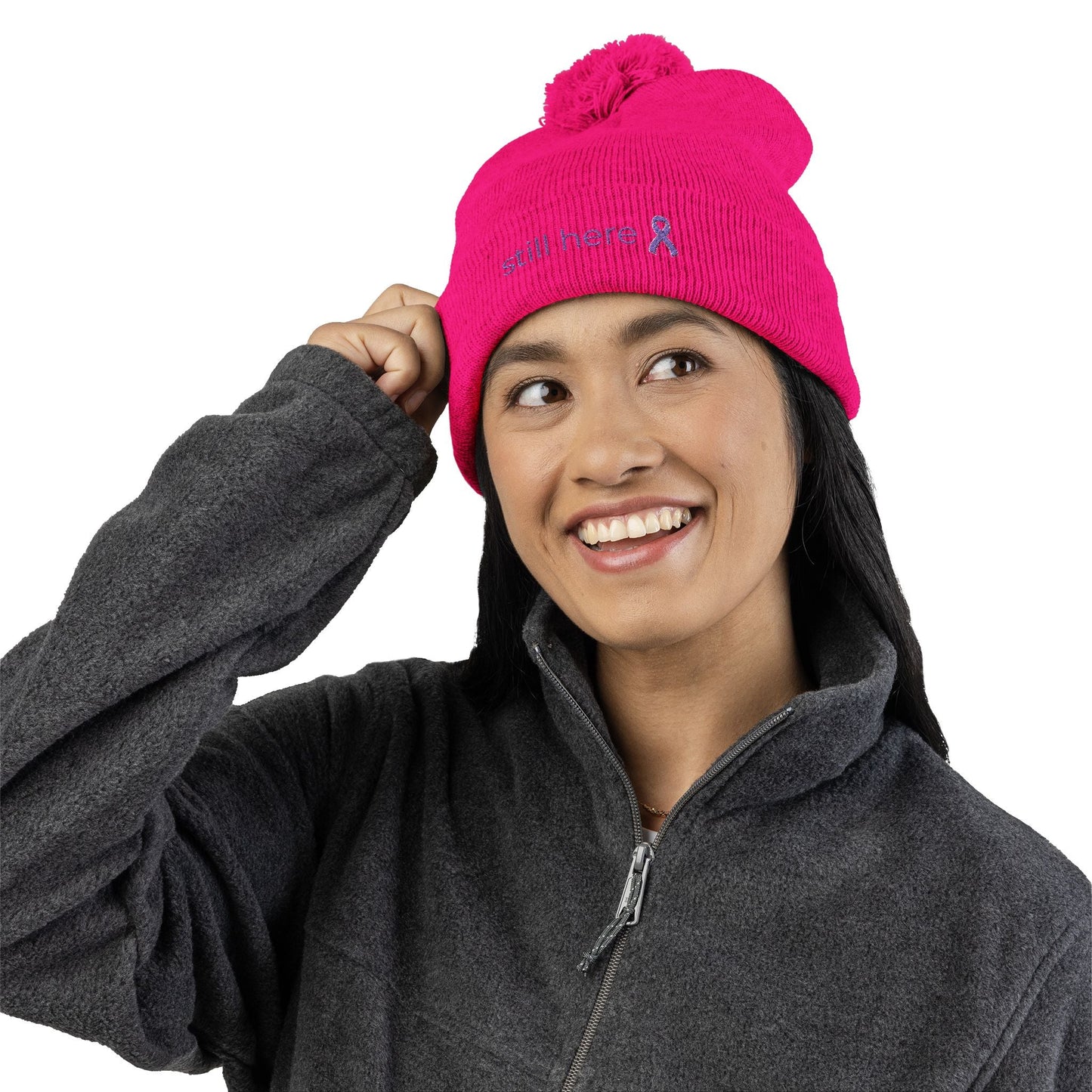 Gorro de Pom-Pom Still Here – Sombrero de Tejido para la Conciencia de la Epilepsia