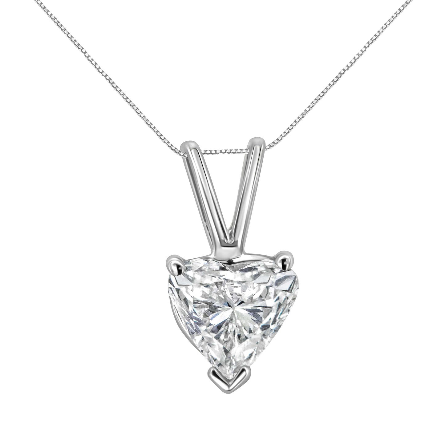 Collar de Péndulo de Diamante en Forma de Corazón de Oro Blanco de 14K