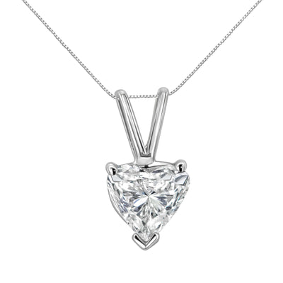 Pendentif en diamant solitaire en forme de cœur en or blanc 14K