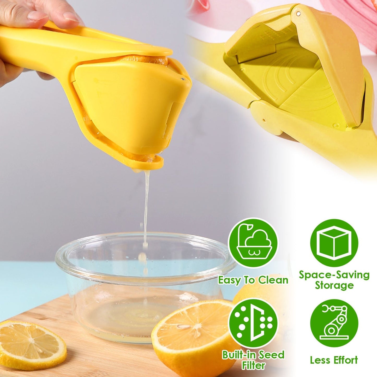 Premium Manual Lemon Squeezer with Fold Flat Design