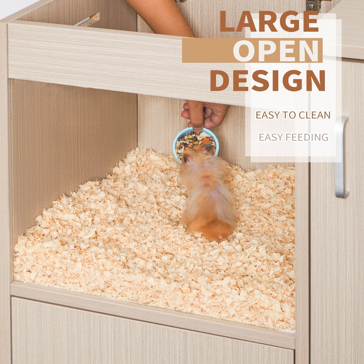 Guinea pig cage, 4 layers of hamster cage wood, with storage cabinet, mouse cage, openable top, acrylic window ，X-Large - Korvel