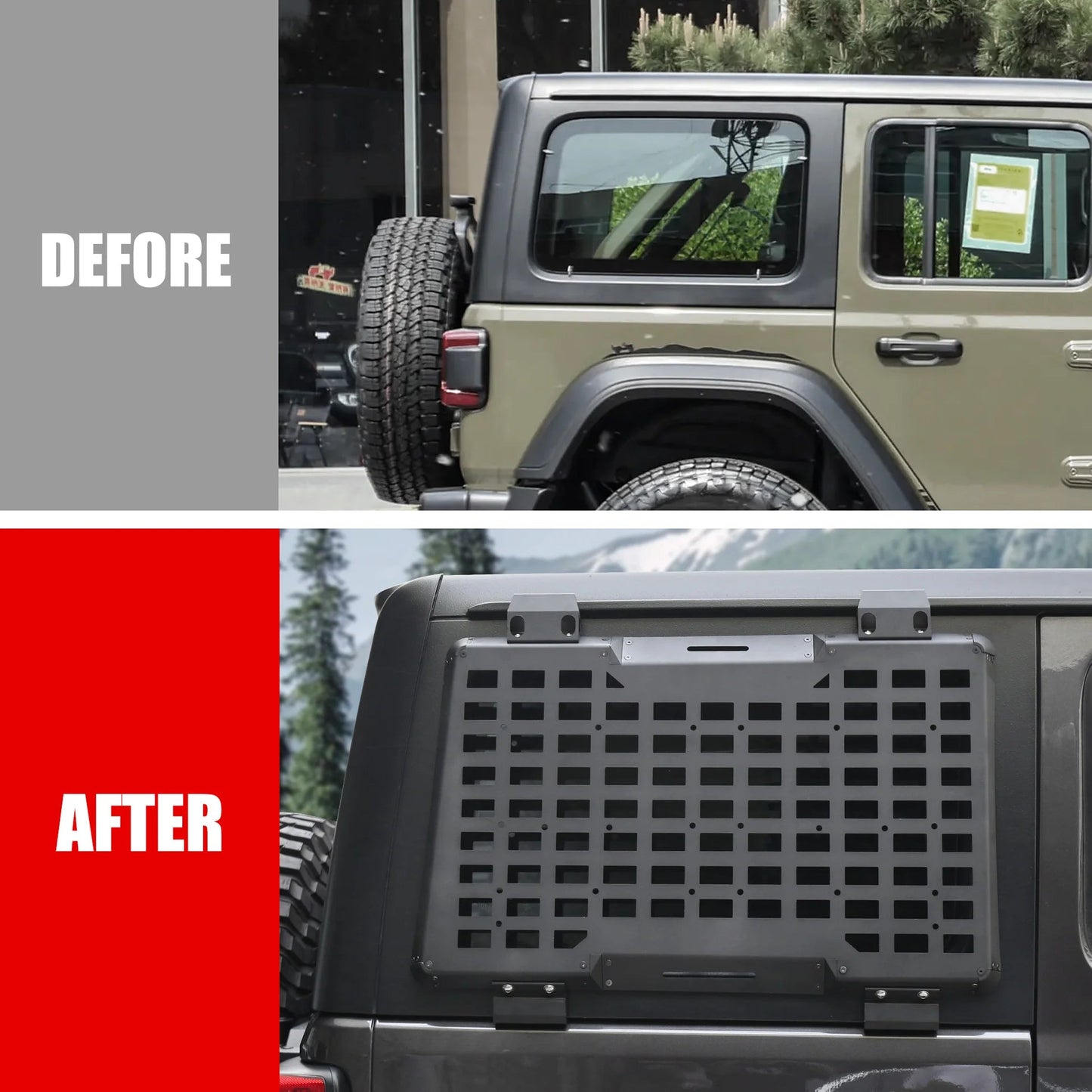 Rear Window Molle Panel System for 2018-2024 Jeep Wrangler JL 4Doors - Modular Storage and Protective Decoration - Korvel