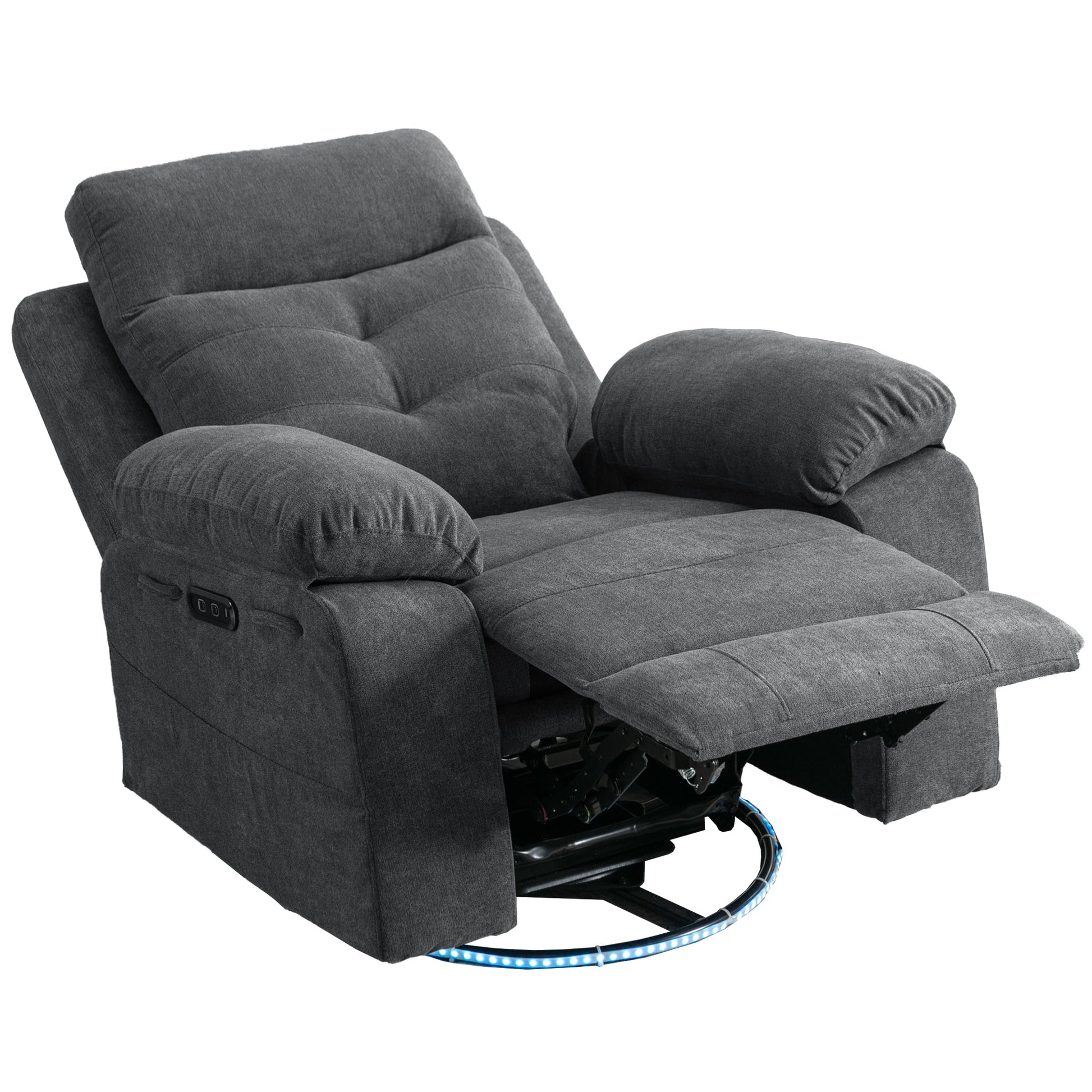 270 degree rotating electric lounge chair with Bluetooth speaker, LED light, telescopic foot pedal adjustable backrest DG - Korvel