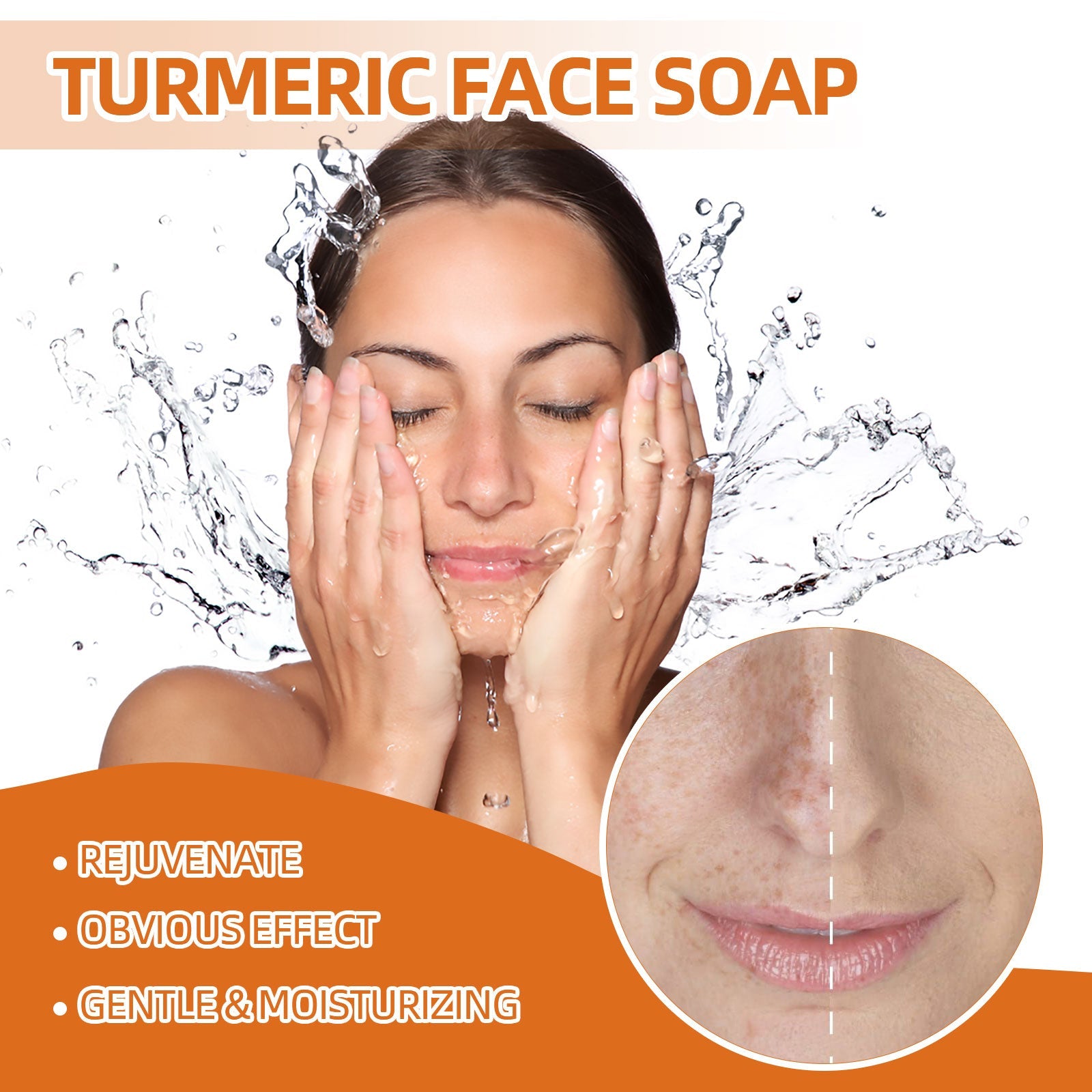 Turmeric Face Soap, Face Repair Gentle Cleansing, Fade Spots And Smooth Fine Lines Cleaner Soap - Korvel