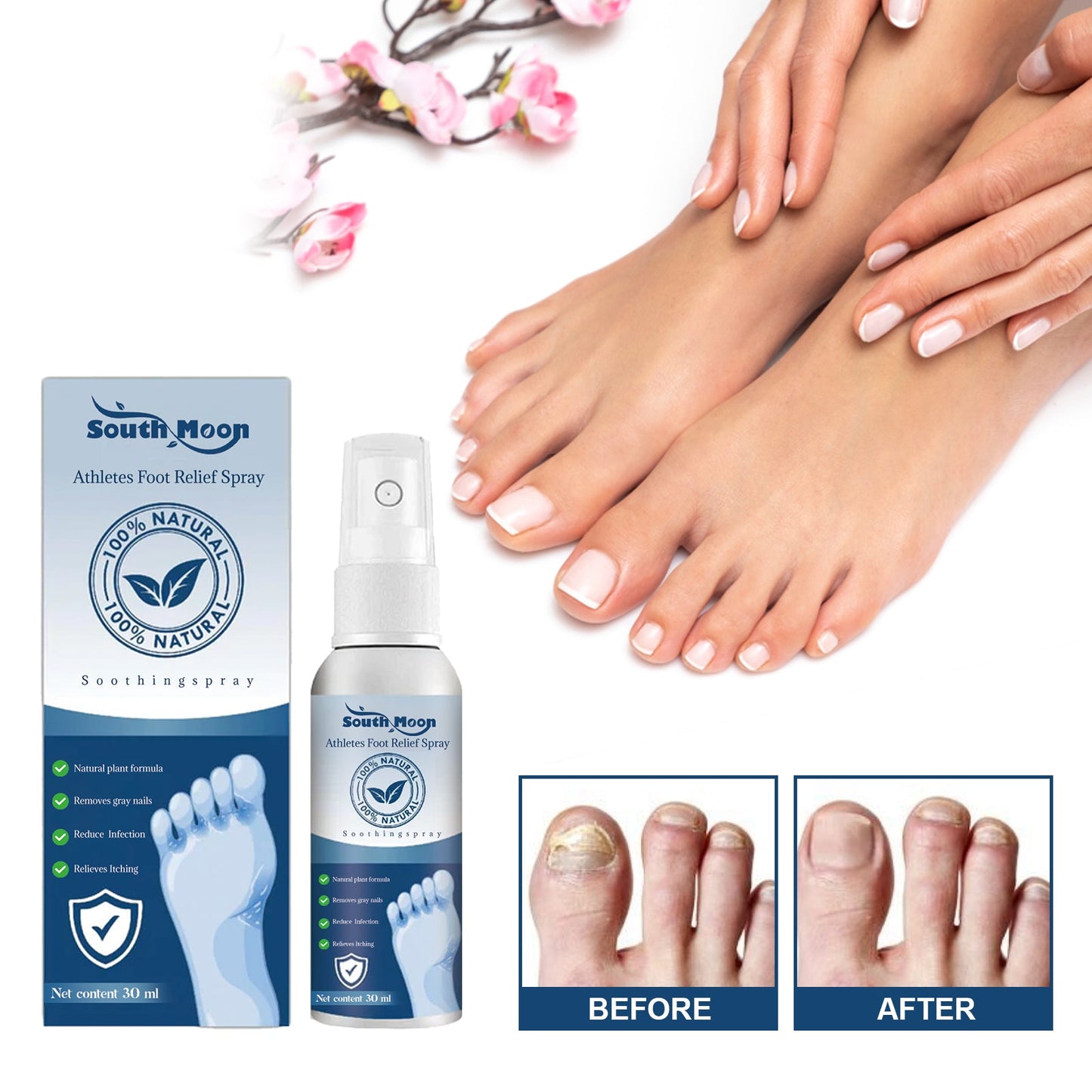 Spray de soin des pieds premium pour le contrôle des odeurs et de l'humidité