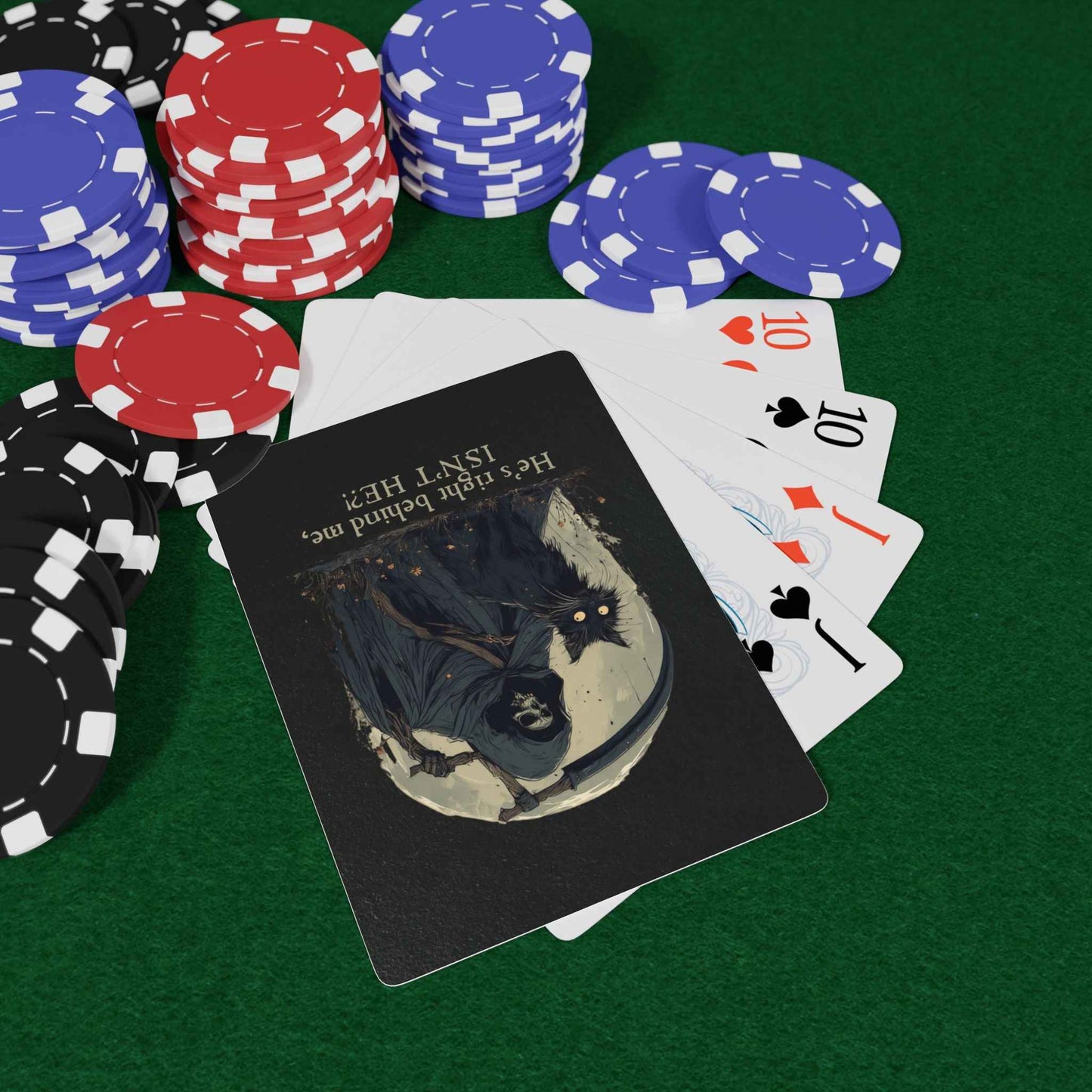 He’s Right Behind Me, Isn’t He? Black Cat Poker Playing Cards