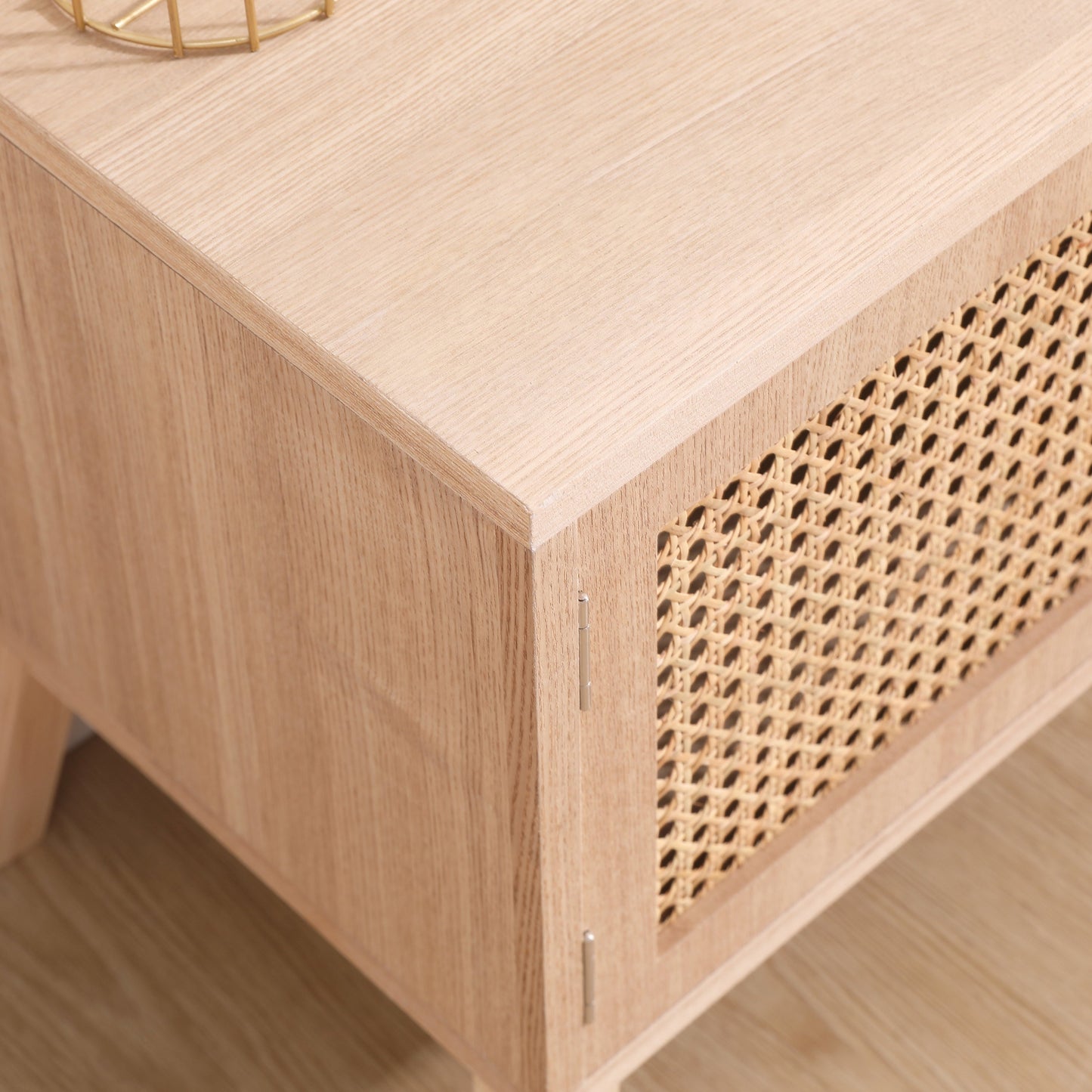 Support de télévision Boho SUPERJARE pour TV de 55 pouces avec étagère réglable
