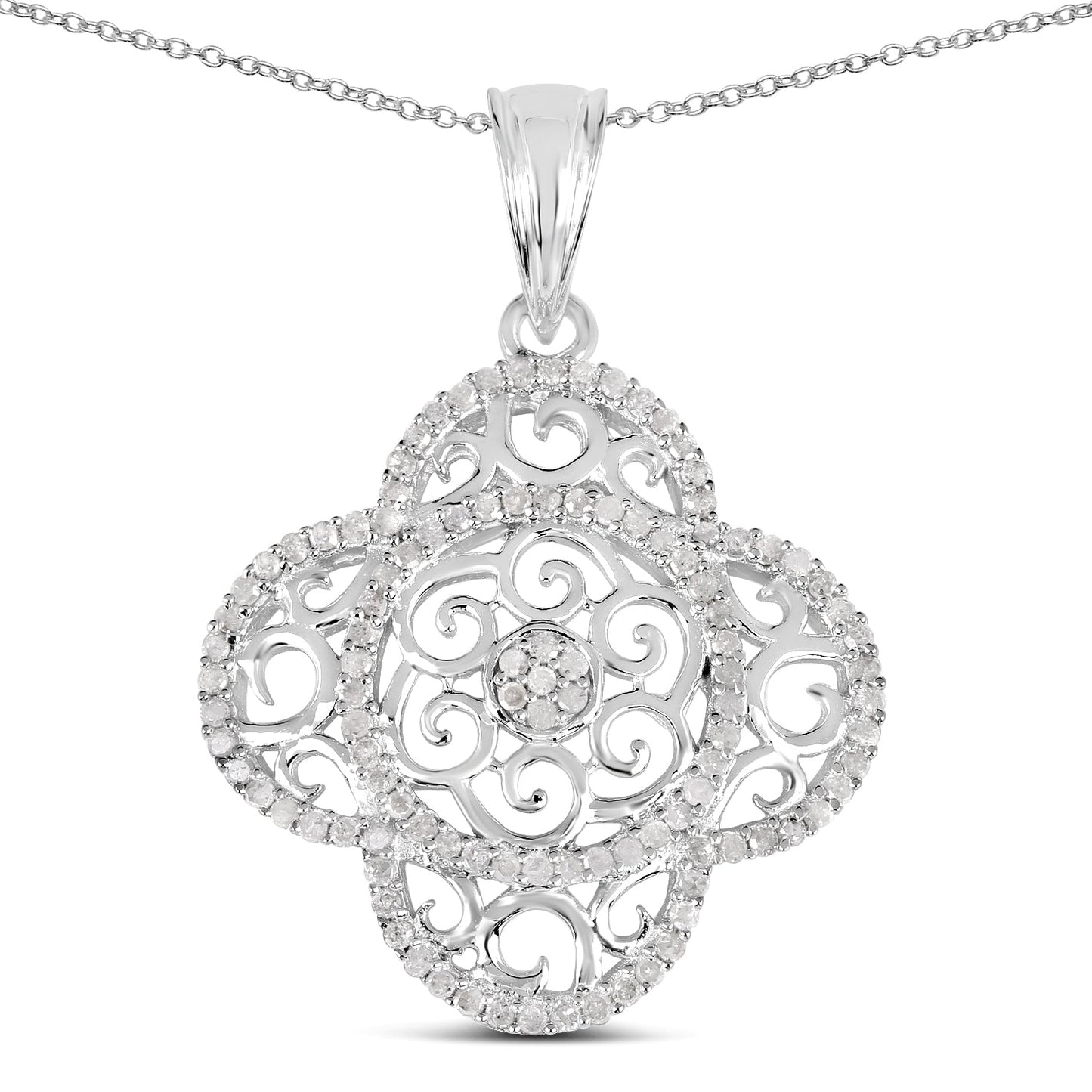 Pendentif en diamant blanc véritable de 0,57 carat en argent sterling